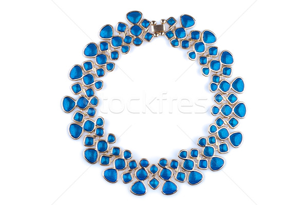 Or collier bleu isolé blanche pierre Photo stock © gsermek