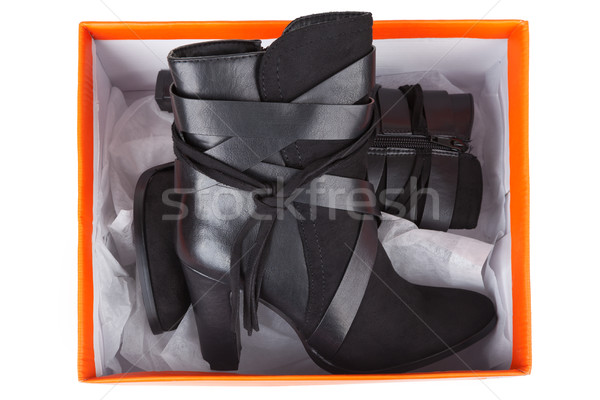 Negro tobillo botas cuadro aislado blanco Foto stock © gsermek