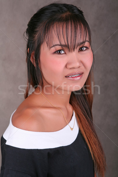 Thai girl with braces on her teeth Stock photo © gsermek