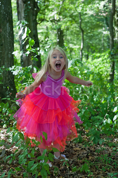 Petite fille princesse costume Scream joie forêt [[stock_photo]] © gsermek