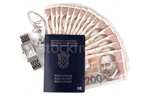Croatian passport with valuables, isolated on white Stock photo © gsermek