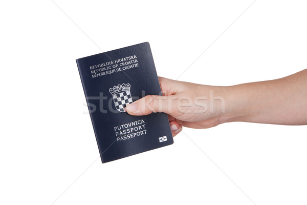Female hand holding Croatian passport Stock photo © gsermek
