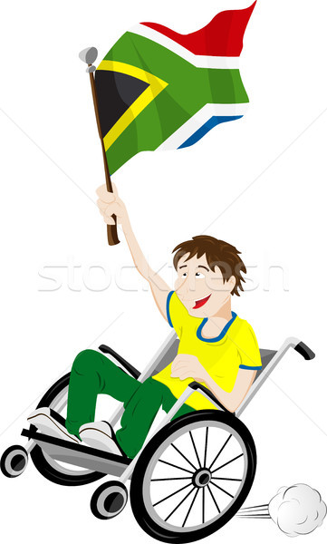 South Africa Sport Fan Supporter on Wheelchair with Flag Stock photo © gubh83