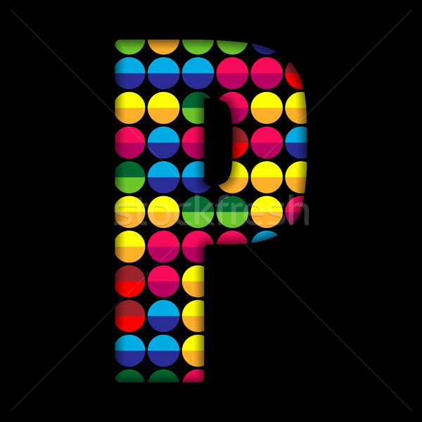 Alphabet Dots Color on Black Background P Stock photo © gubh83