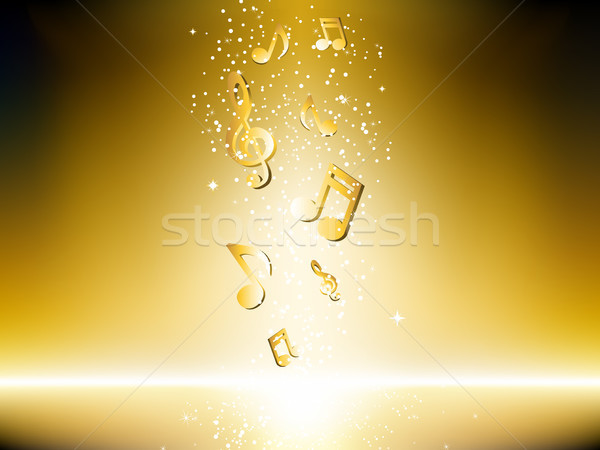 Złoty muzyki zauważa gwiazdki wektora obraz Zdjęcia stock © gubh83