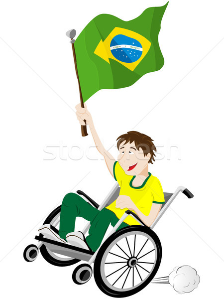 Brazil Sport Fan Supporter on Wheelchair with Flag Stock photo © gubh83