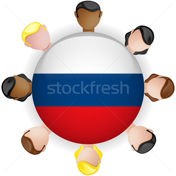 Rússia bandeira botão trabalho em equipe pessoas grupo Foto stock © gubh83