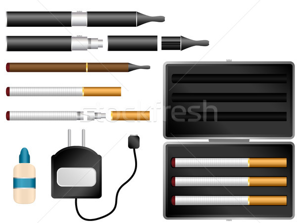 Electronic Cigarette Kit with Liquid, Charger and Case Stock photo © gubh83