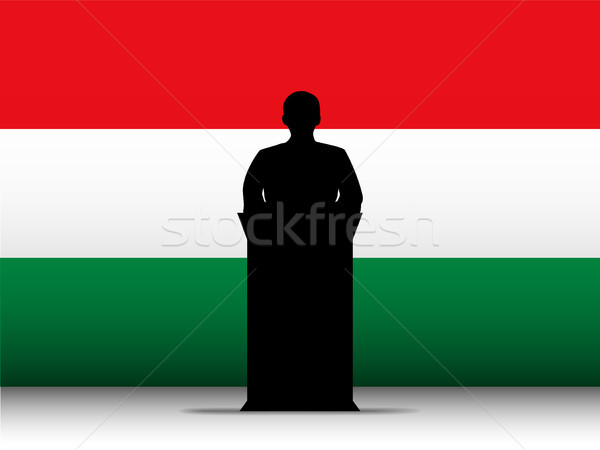 Hungary Speech Tribune Silhouette with Flag Background Stock photo © gubh83