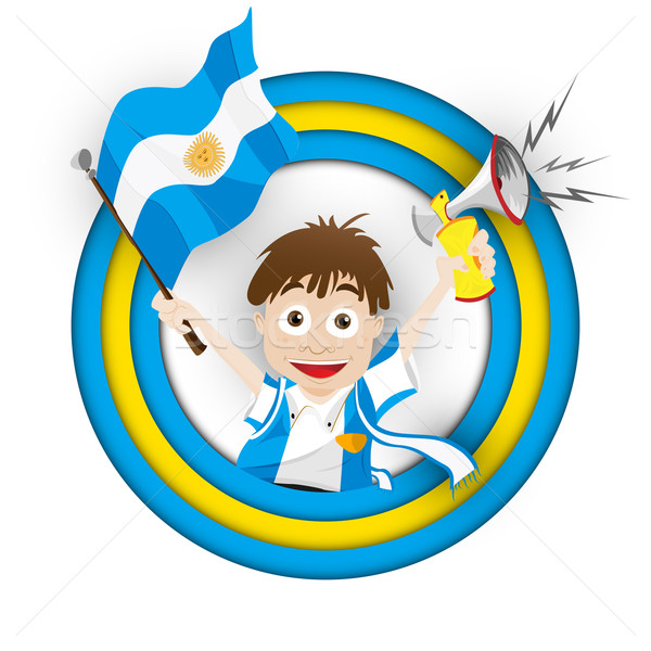 Argentina Soccer Fan Flag Cartoon Stock photo © gubh83