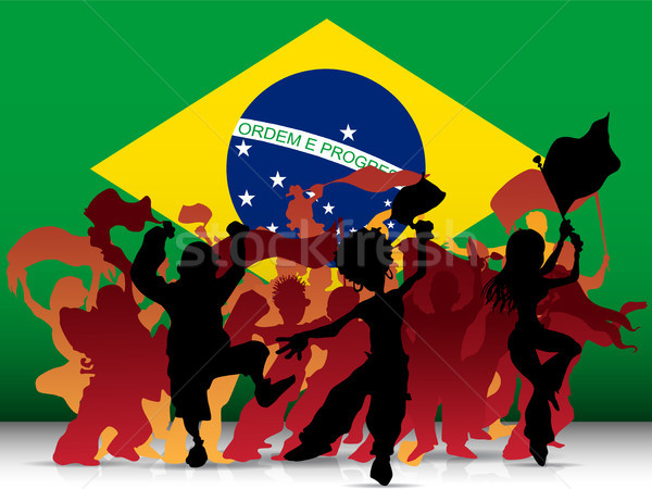 Brazil Sport Fan Crowd with Flag Stock photo © gubh83