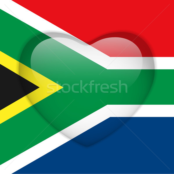 Сток-фото: ЮАР · флаг · сердце · кнопки · вектора