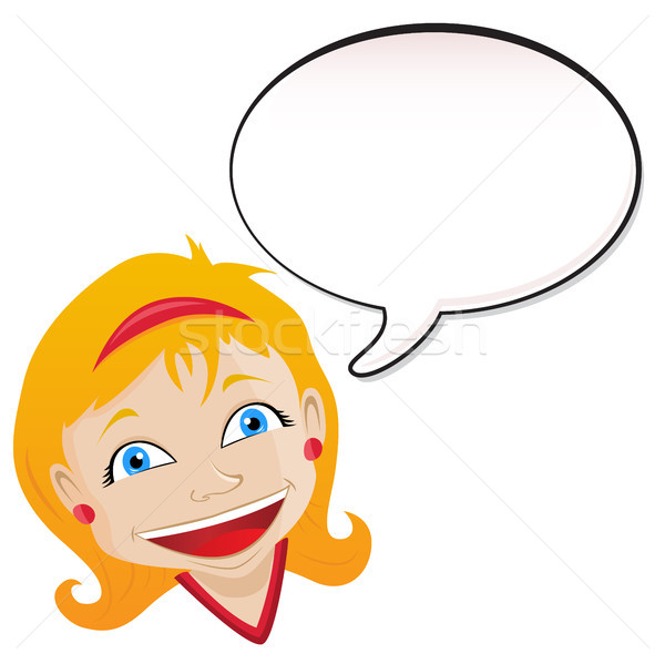 Meisje aankondiging tekstballon vector glimlach Stockfoto © gubh83