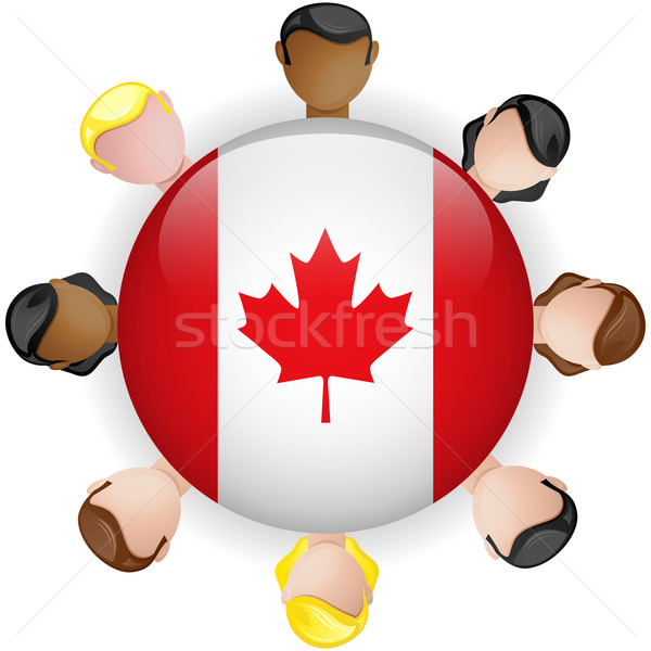 Canada bandiera pulsante lavoro di squadra persone gruppo Foto d'archivio © gubh83