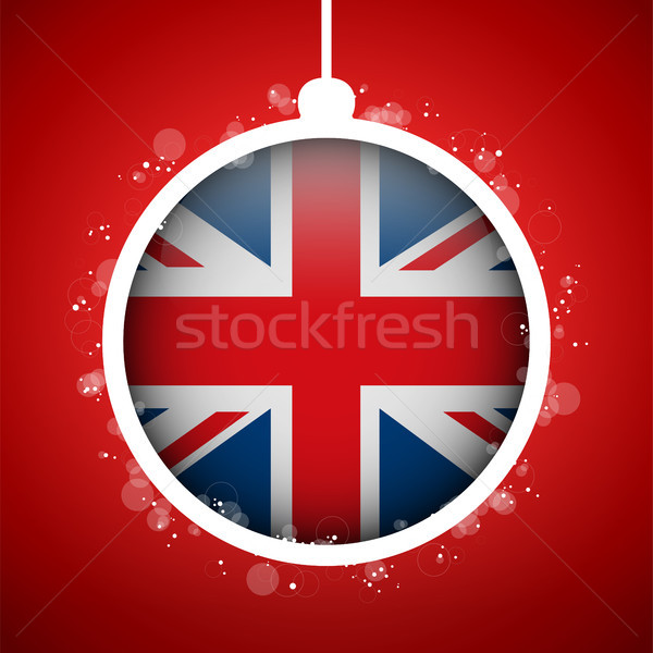 Merry Christmas Red Ball with Flag United Kingdom UK Stock photo © gubh83