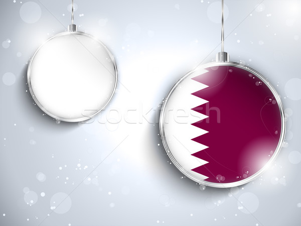 Alegre Navidad plata pelota bandera Katar Foto stock © gubh83