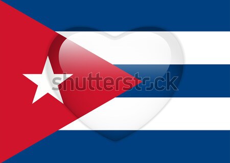 Cuba vlag hart glanzend knop vector Stockfoto © gubh83