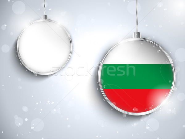 Vidám karácsony ezüst labda zászló Bulgária Stock fotó © gubh83