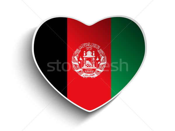 Afghanistan Flag Heart Paper Sticker Stock photo © gubh83