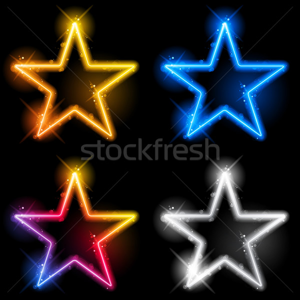Glowing Neon Stars Set of Four Stock photo © gubh83