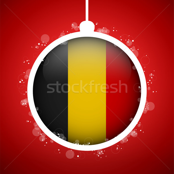 Merry Christmas Red Ball with Flag Belgium Stock photo © gubh83