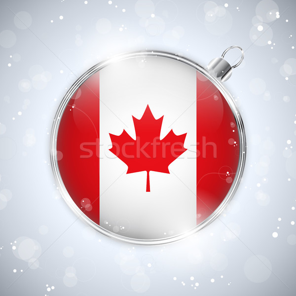 Foto stock: Alegre · Navidad · plata · pelota · bandera · Canadá