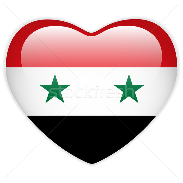 Syria Flag Heart Glossy Button Stock photo © gubh83