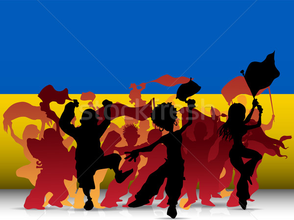 Ucrania deporte ventilador multitud bandera vector Foto stock © gubh83