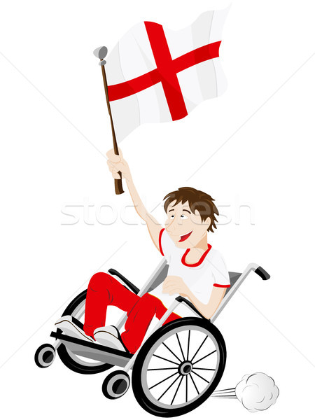 England Sport Fan Supporter on Wheelchair with Flag Stock photo © gubh83