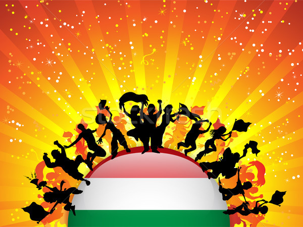 Zdjęcia stock: Węgry · sportu · fan · tłum · banderą · wektora