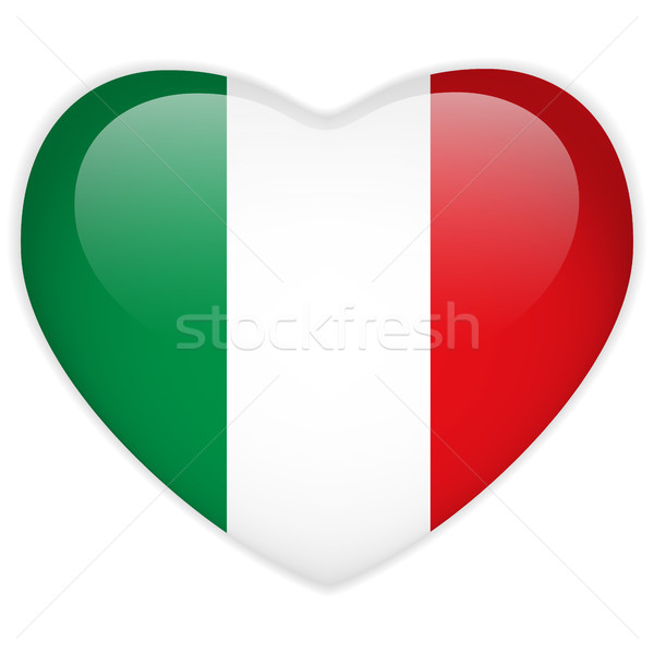 Włochy banderą serca przycisk wektora Zdjęcia stock © gubh83