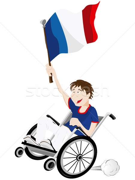 France Sport Fan Supporter on Wheelchair with Flag Stock photo © gubh83