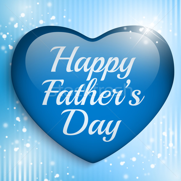 Jour de pères heureux bleu coeur vecteur papier amour [[stock_photo]] © gubh83