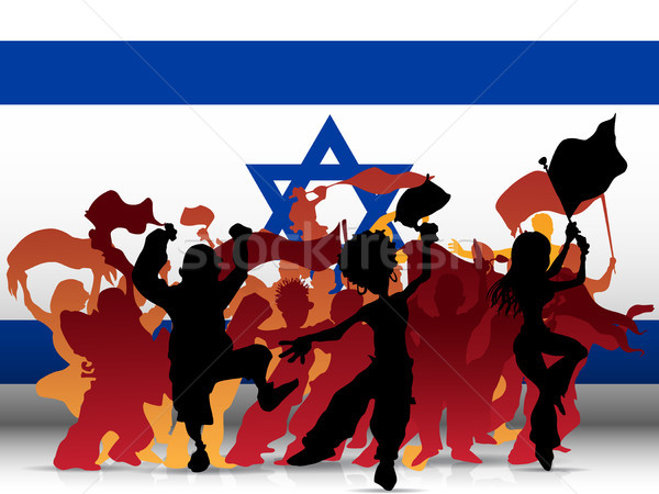 İsrail spor fan kalabalık bayrak vektör Stok fotoğraf © gubh83