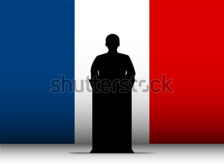 Russia Speech Tribune Silhouette with Flag Background Stock photo © gubh83