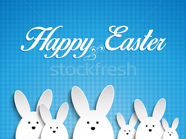 Stock photo: Happy Easter Rabbit Bunny on Blue Background