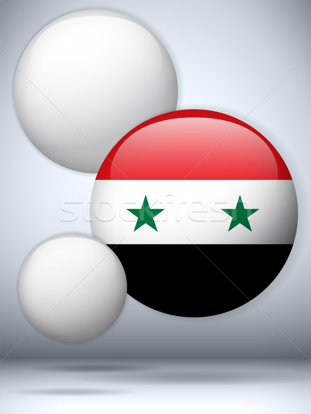 Stock fotó: Szíria · zászló · fényes · gomb · vektor · üveg