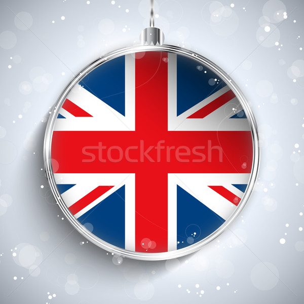 Merry Christmas Silver Ball with Flag United Kingdom UK Stock photo © gubh83