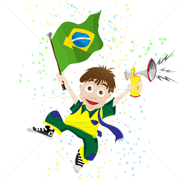 巴西 運動 風扇 旗 號角 向量 商業照片 © gubh83