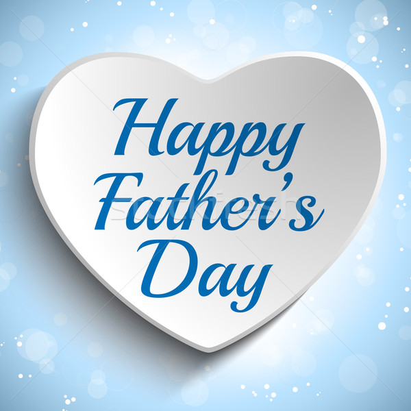 Jour de pères heureux bleu coeur vecteur papier amour [[stock_photo]] © gubh83