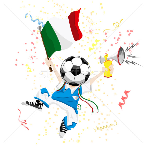 Stock photo: Italy Soccer Fan with Ball Head