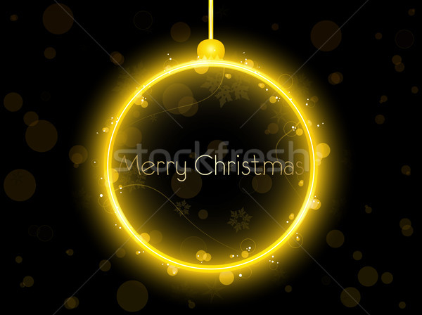 Golden Neon Christmas Ball on Black Background Stock photo © gubh83