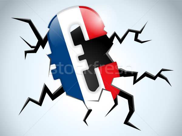 ストックフォト: ユーロ · お金 · 危機 · フランス · フラグ · 亀裂