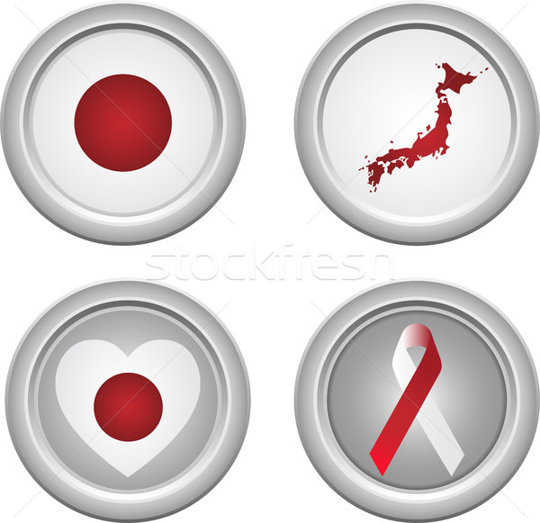 Stock fotó: Japán · gombok · szalag · szív · térkép · zászló
