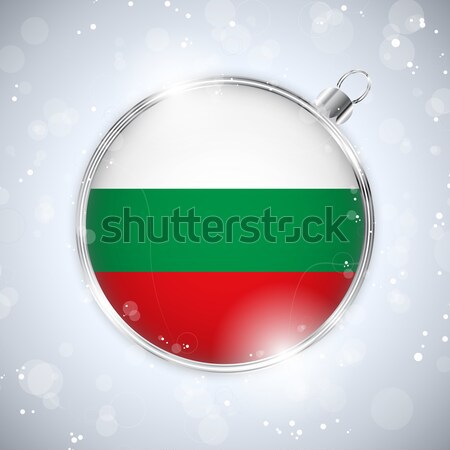 Wesoły christmas srebrny piłka banderą Bułgaria Zdjęcia stock © gubh83
