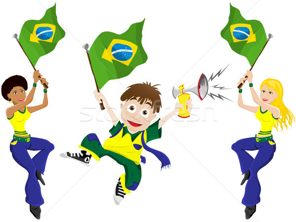 Brazil Sport Fan with Flag and Horn Stock photo © gubh83