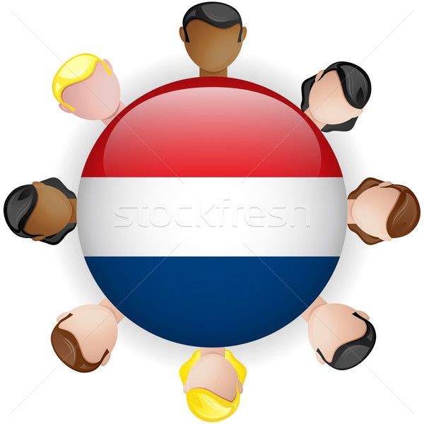 Paesi Bassi bandiera pulsante lavoro di squadra persone gruppo Foto d'archivio © gubh83