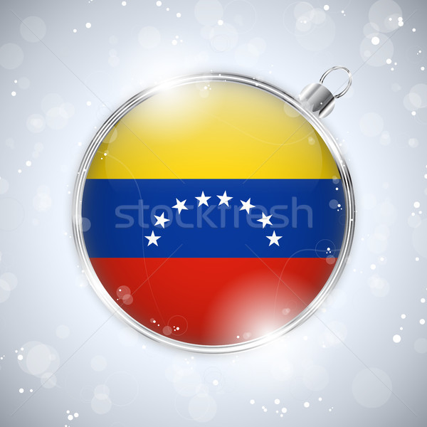 Stock photo: Merry Christmas Silver Ball with Flag Venezuela