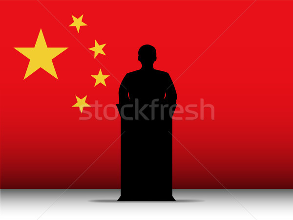 China Speech Tribune Silhouette with Flag Background Stock photo © gubh83