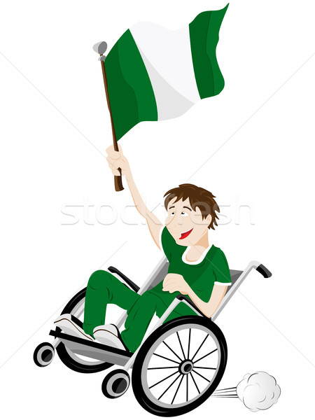 Nigeria Sport Fan Supporter on Wheelchair with Flag Stock photo © gubh83